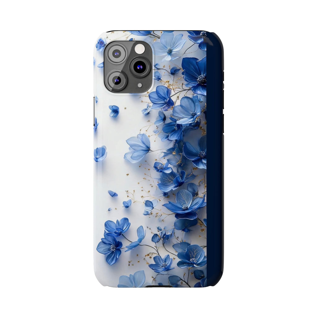 Slim Phone Case — Blue Floral Petals Protective Cover