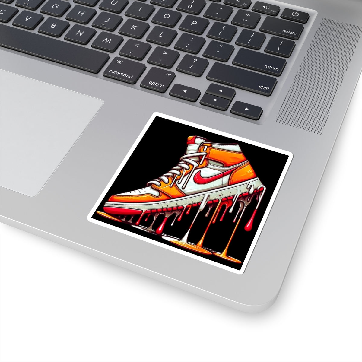 Dripping Orange Sneaker Sticker — Retro Air Jordan Style Kiss-Cut Decal