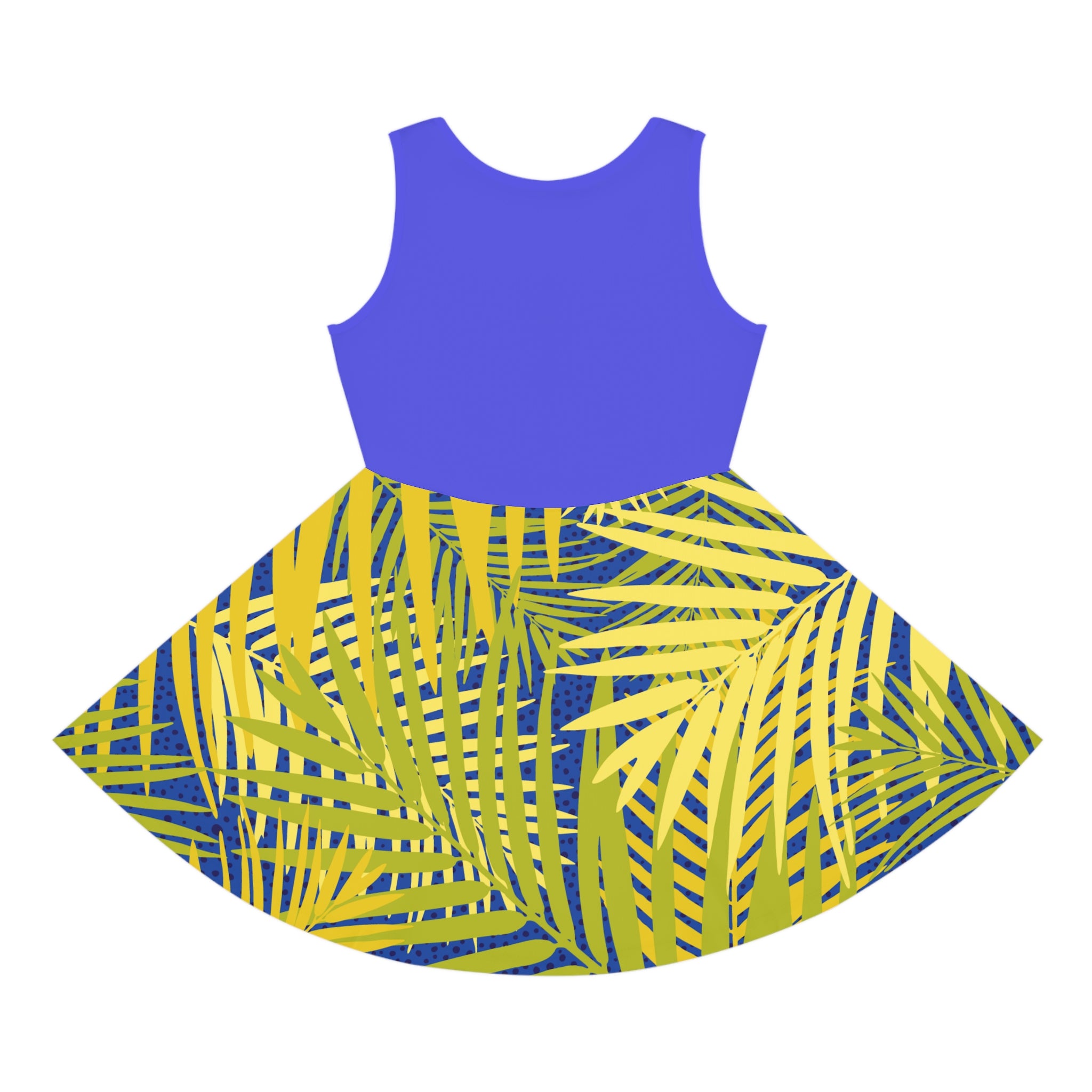 Girls Tropical Palm Sundress — Yellow Leaf AOP Summer Dress Printify