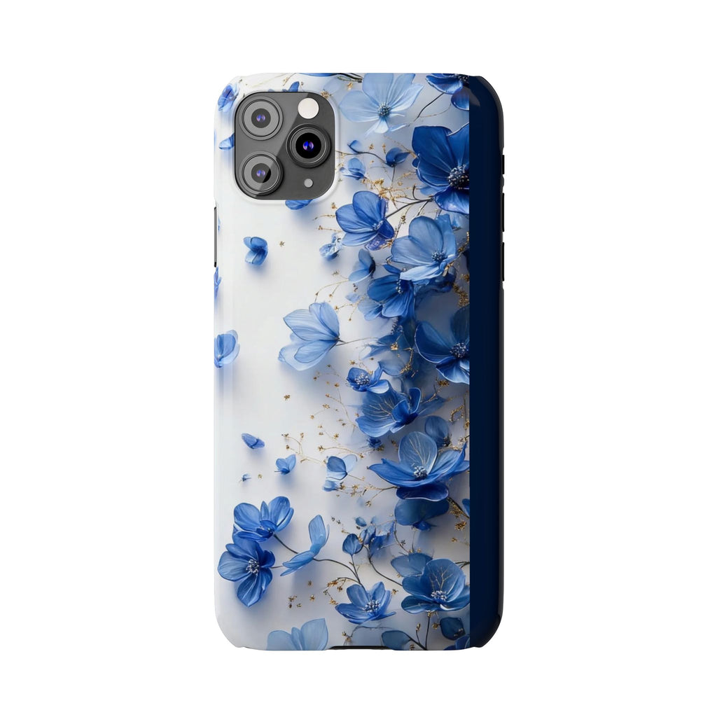 Slim Phone Case — Blue Floral Petals Protective Cover