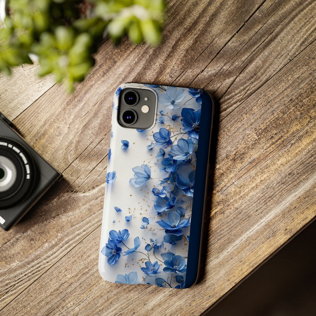 Slim Phone Case — Blue Floral Petals Protective Cover