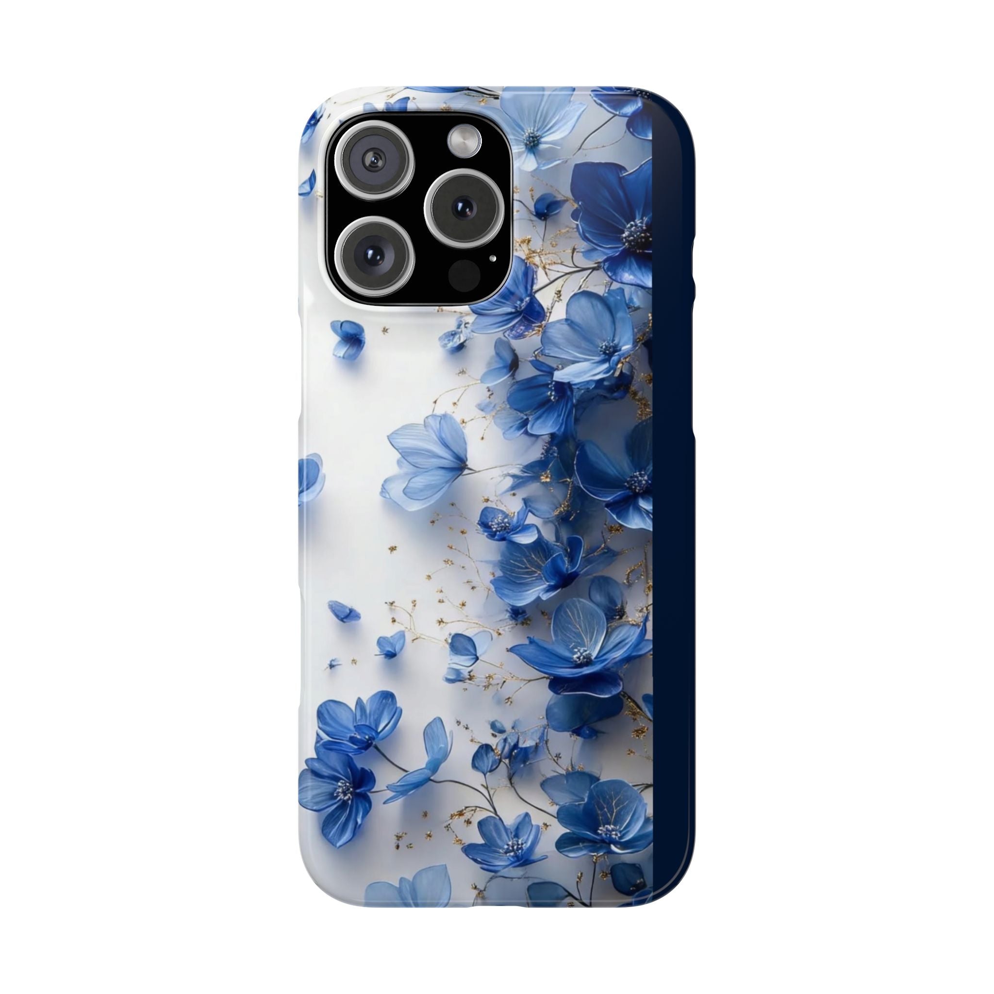 Slim Phone Case — Blue Floral Petals Protective Cover