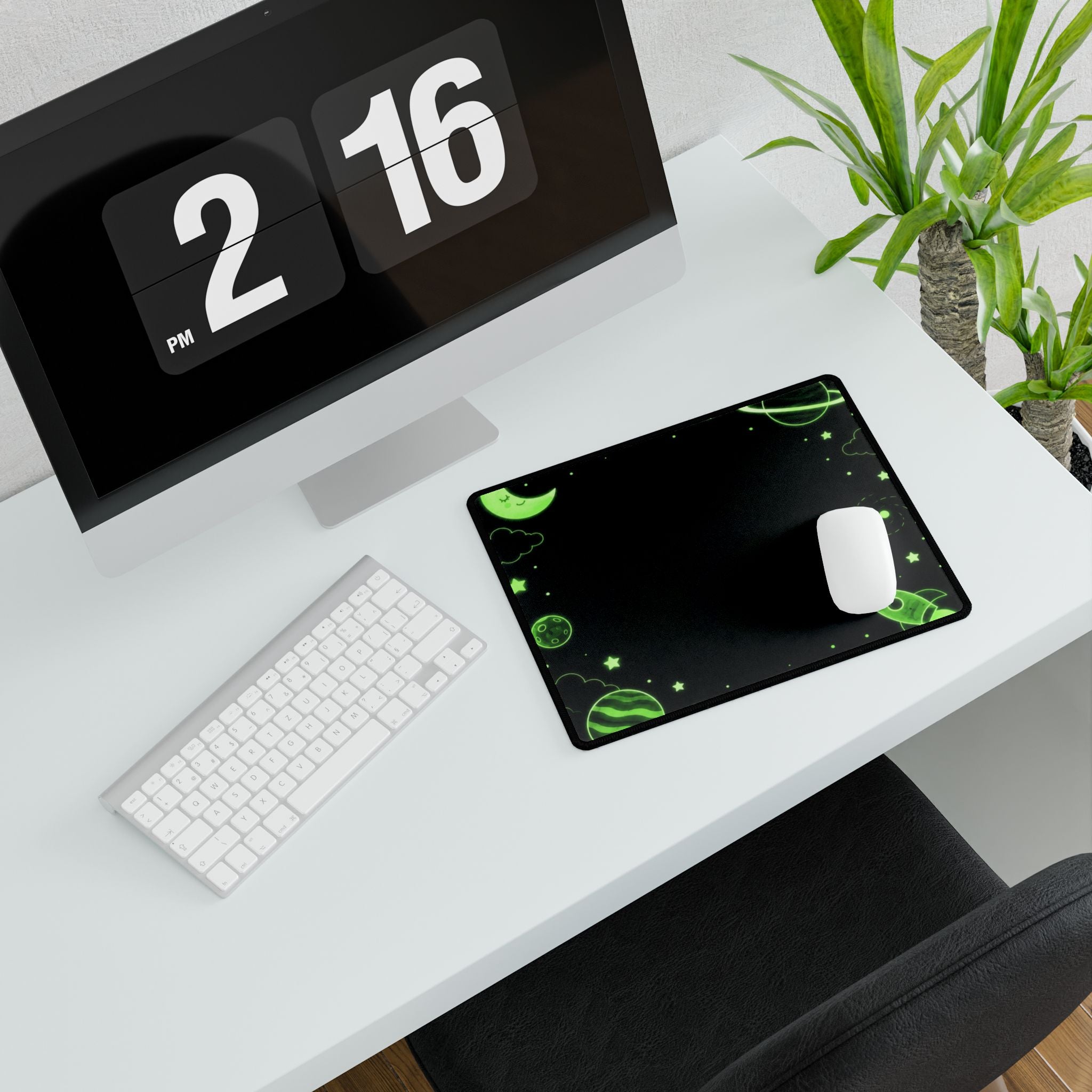 Glow-In-The-Dark Space Desk Mat — Starry Galaxy Gaming Mousepad