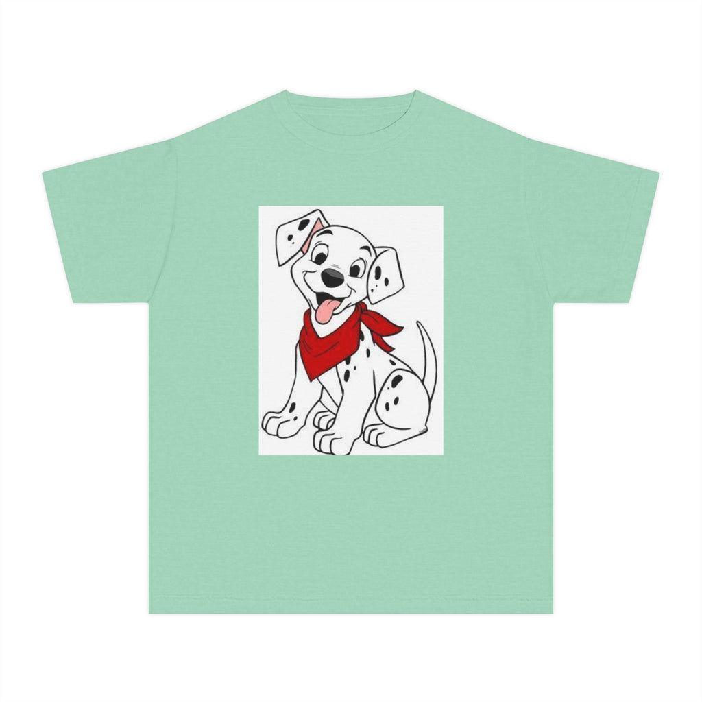Youth Tee – Cute Dalmatian Puppy Graphic Shirt (red bandana)