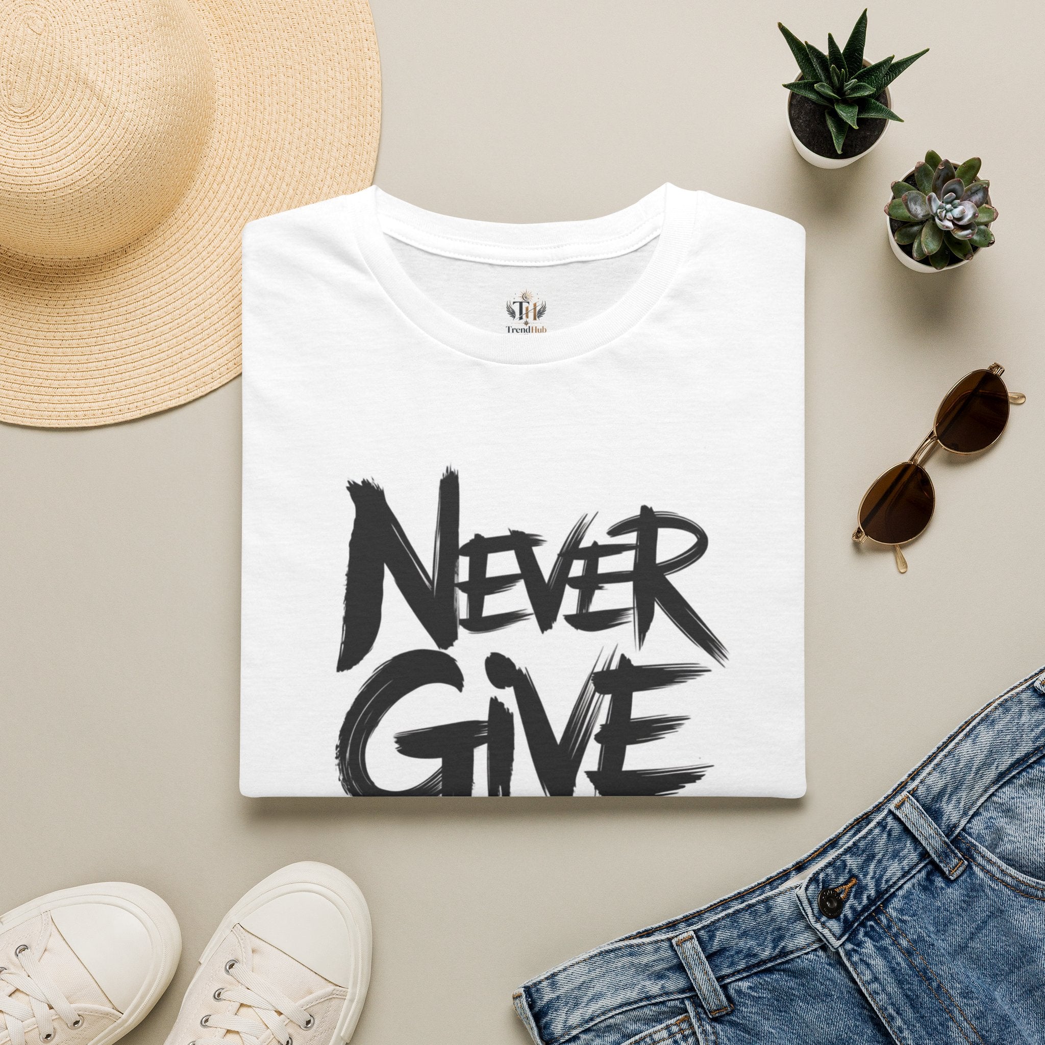 Never Give Up T-Shirt — Motivational Typography Tee Printify