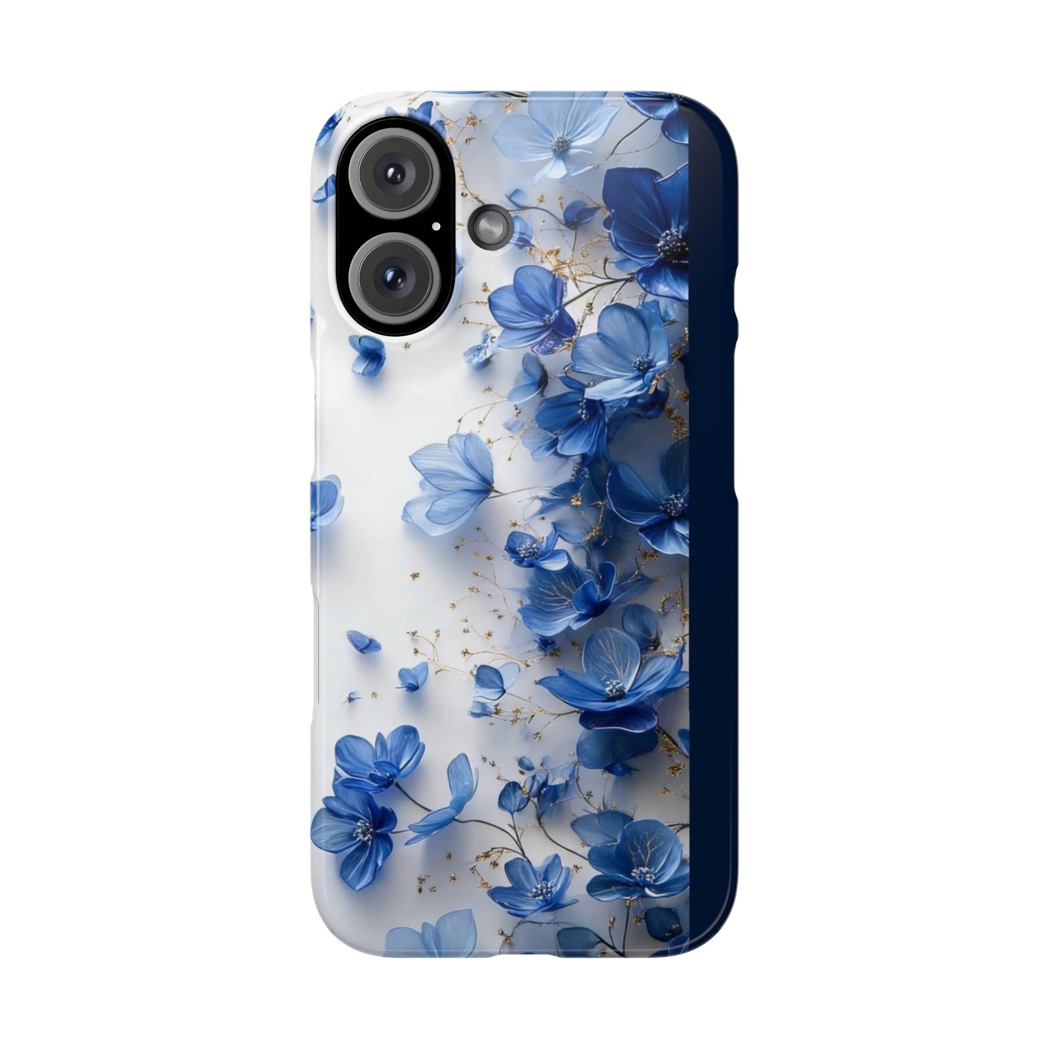 Slim Phone Case — Blue Floral Petals Protective Cover