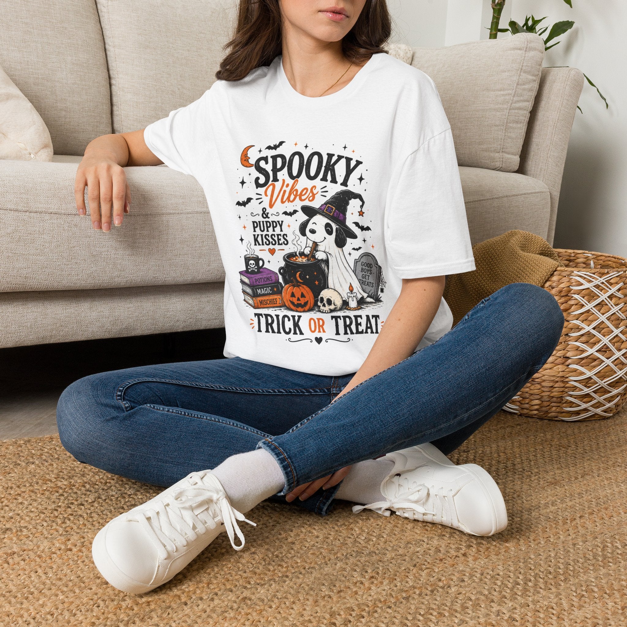 Spooky Vibes Puppy Kisses T-Shirt Printify