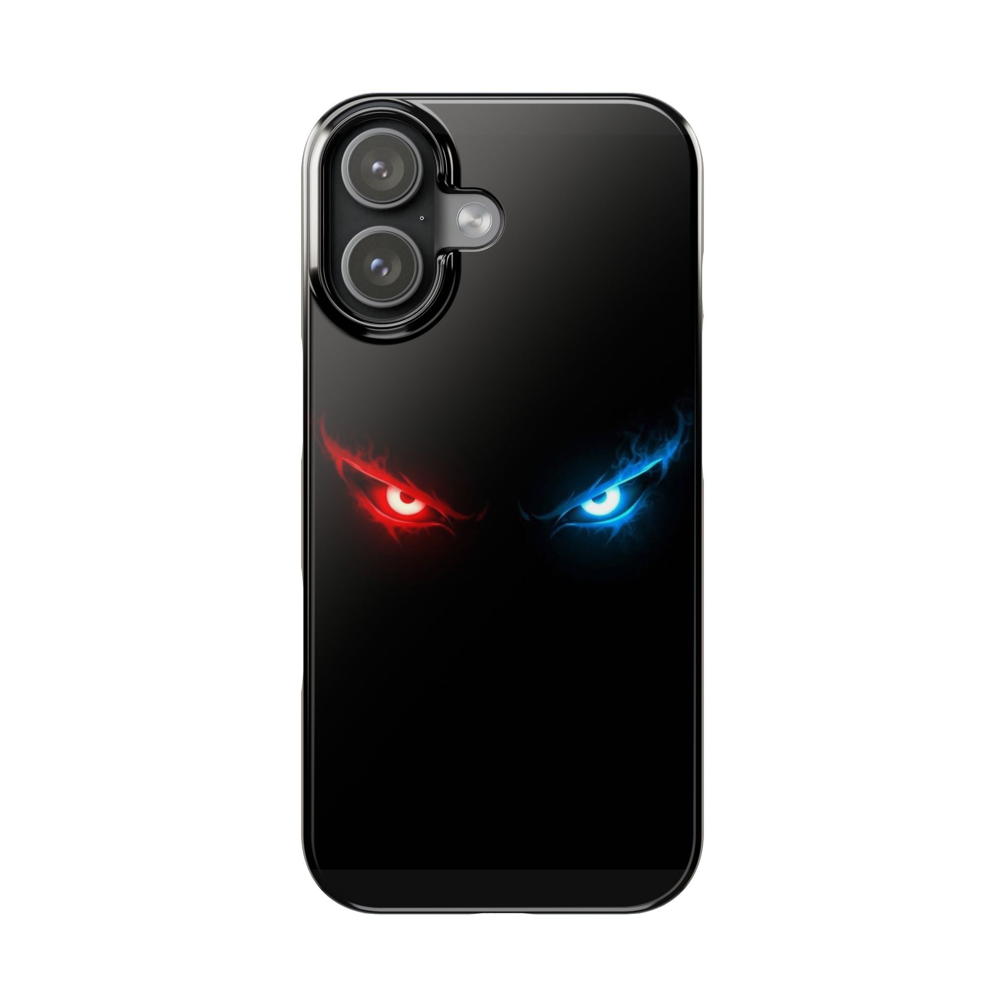 Slim Phone Case — Neon Red & Blue Angry Eyes (Sleek Dark Gamer Aesthetic)
