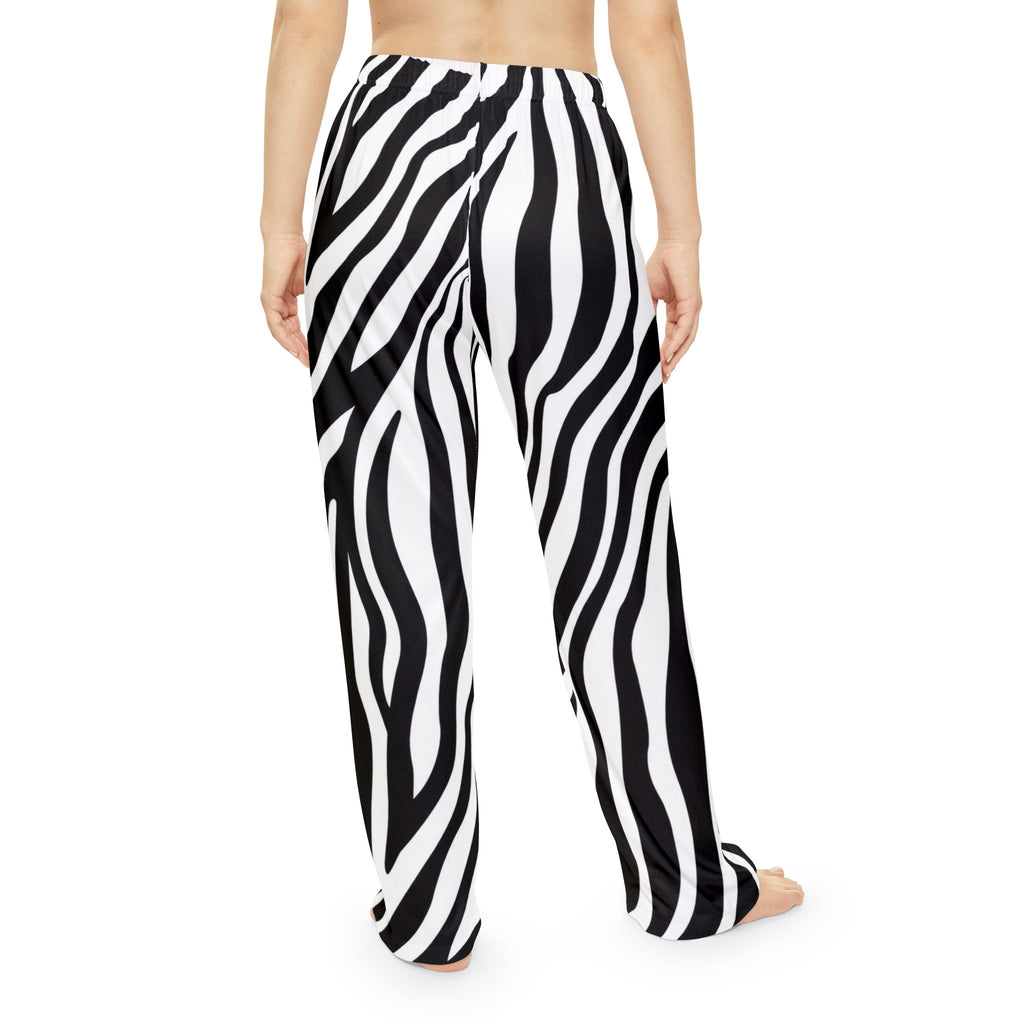 Zebra Print Women's Pajama Pants – Black & White Lounge Trousers