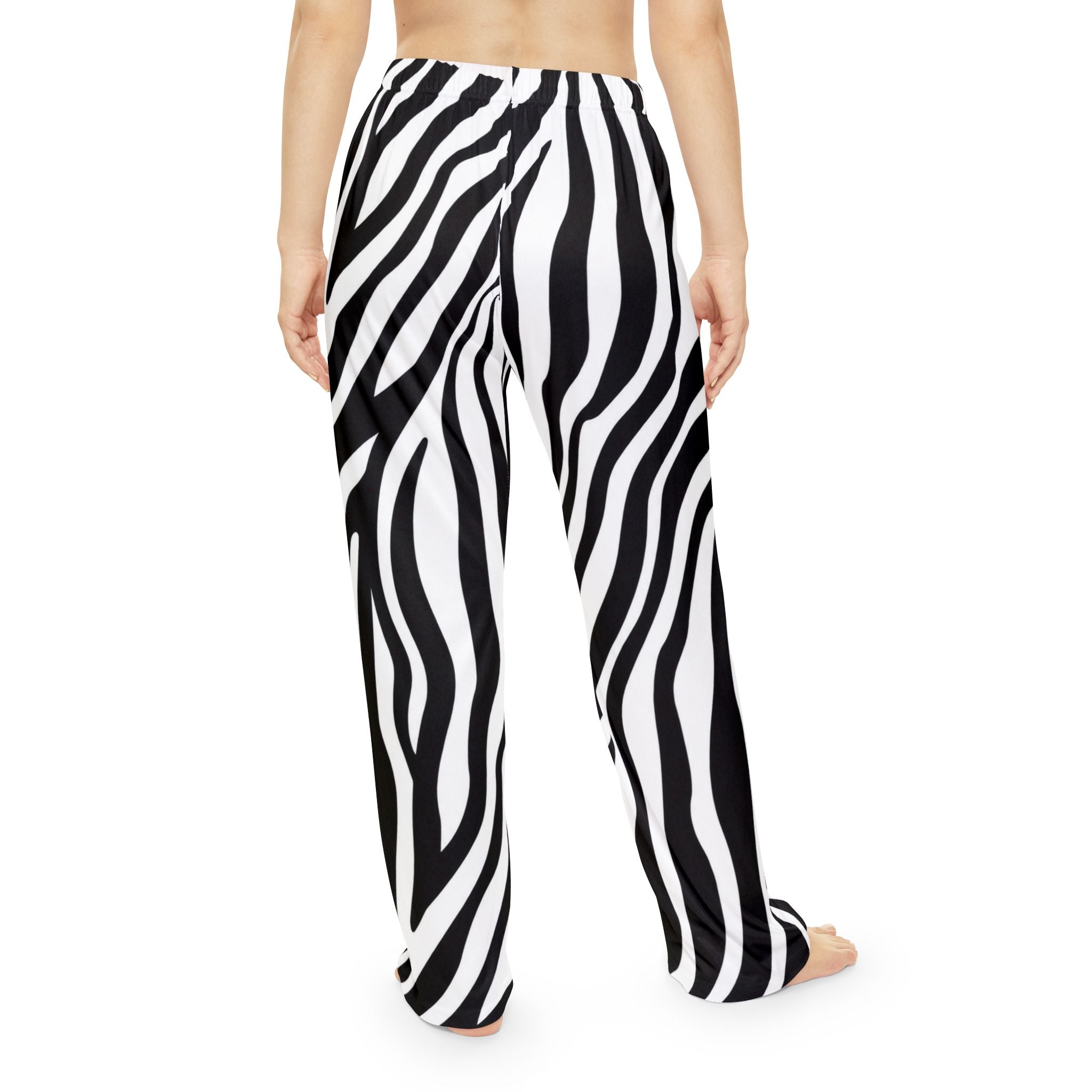 Zebra Print Women's Pajama Pants – Black & White Lounge Trousers