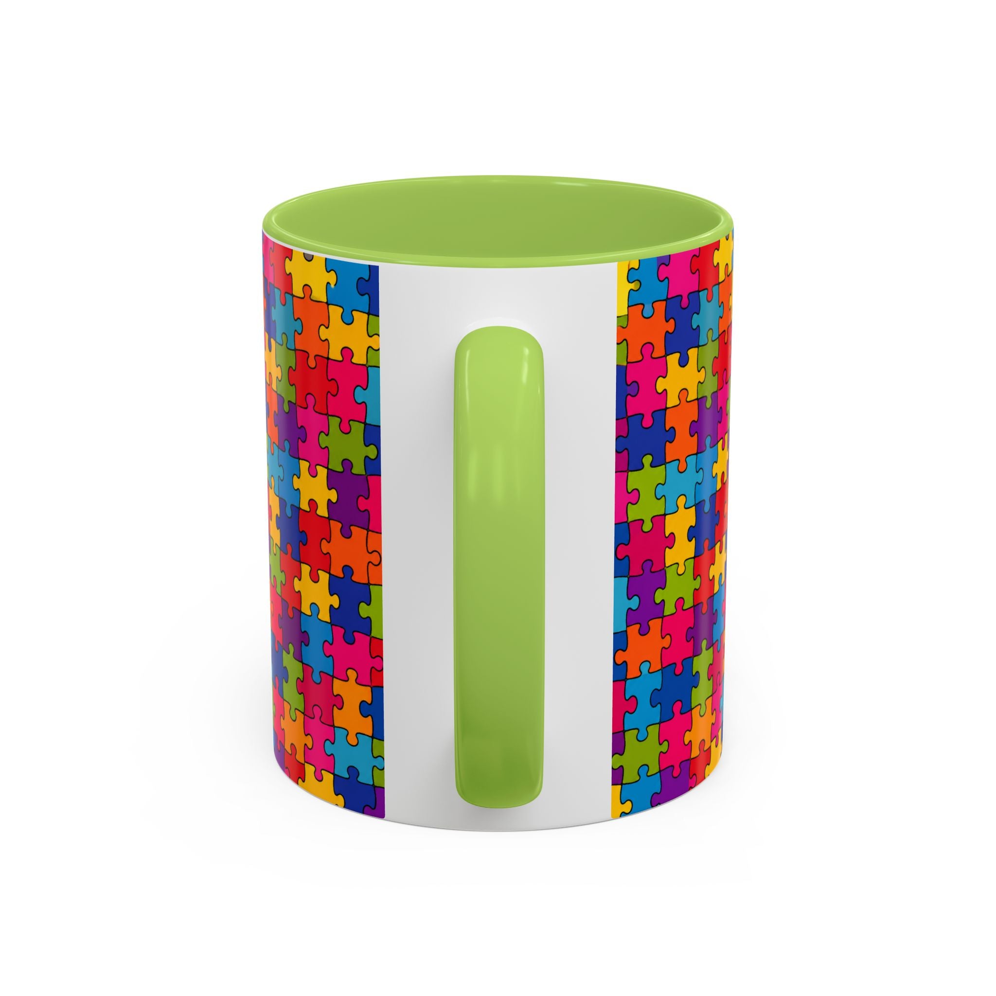 Autism Puzzle Pattern Accent Coffee Mug - Colorful Jigsaw Design (11/15oz) Printify