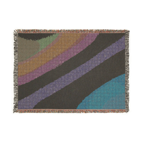 Abstract Rainbow Woven Blanket — Retro Pastel & Deep Jewel Throw