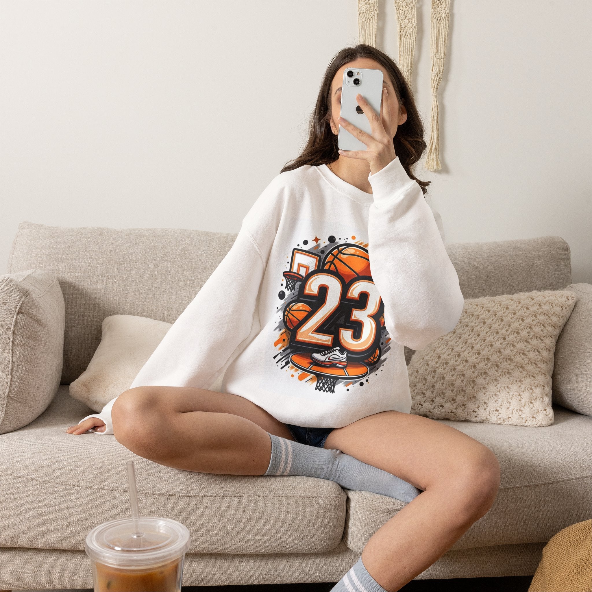 Basketball 23 Crewneck Sweatshirt — Retro Hoop Graphic Printify