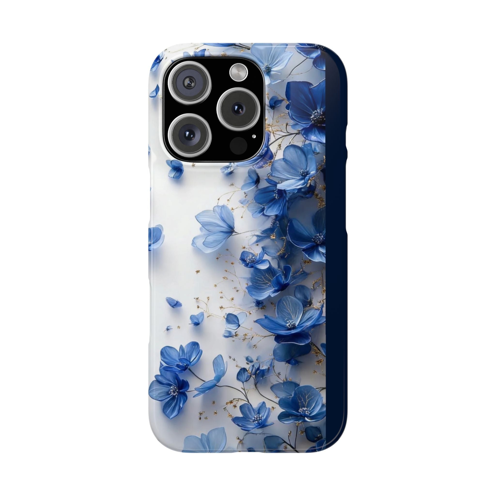 Slim Phone Case — Blue Floral Petals Protective Cover