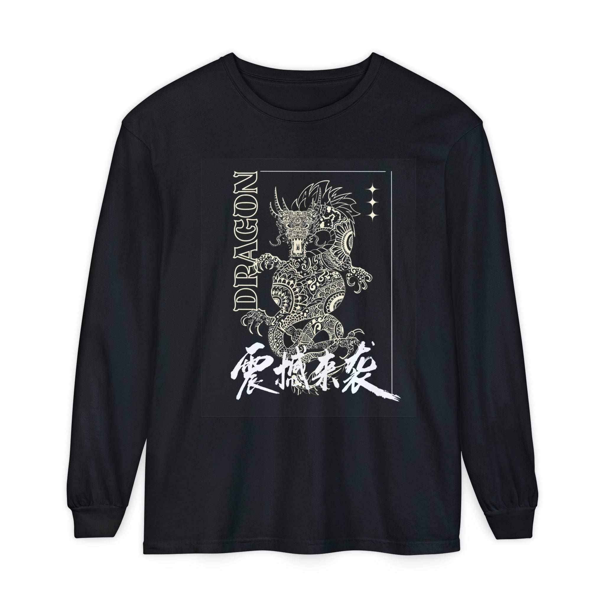 Dragon Graphic Long Sleeve T-Shirt – Kanji East Asian Style Printify