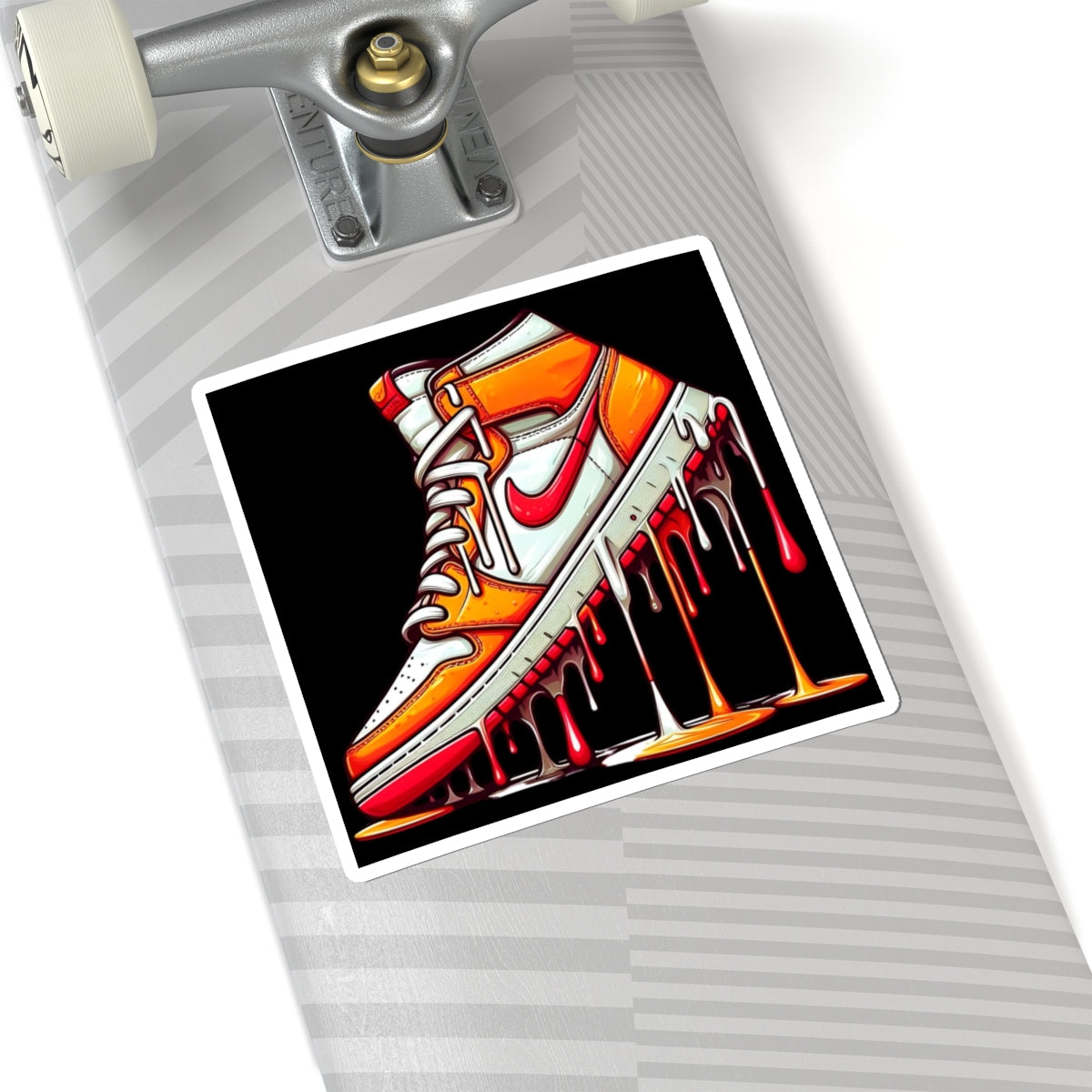 Dripping Orange Sneaker Sticker — Retro Air Jordan Style Kiss-Cut Decal