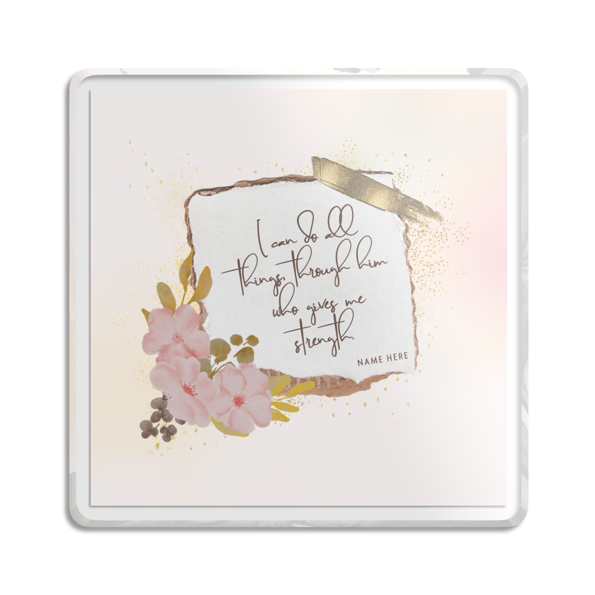 Acrylic Keepsake Plaque — “I am so full of thanks” Floral Custom Name Printify