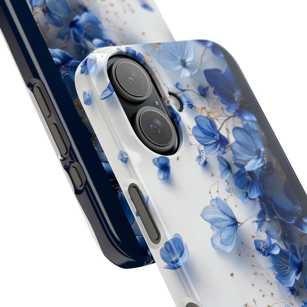 Slim Phone Case — Blue Floral Petals Protective Cover