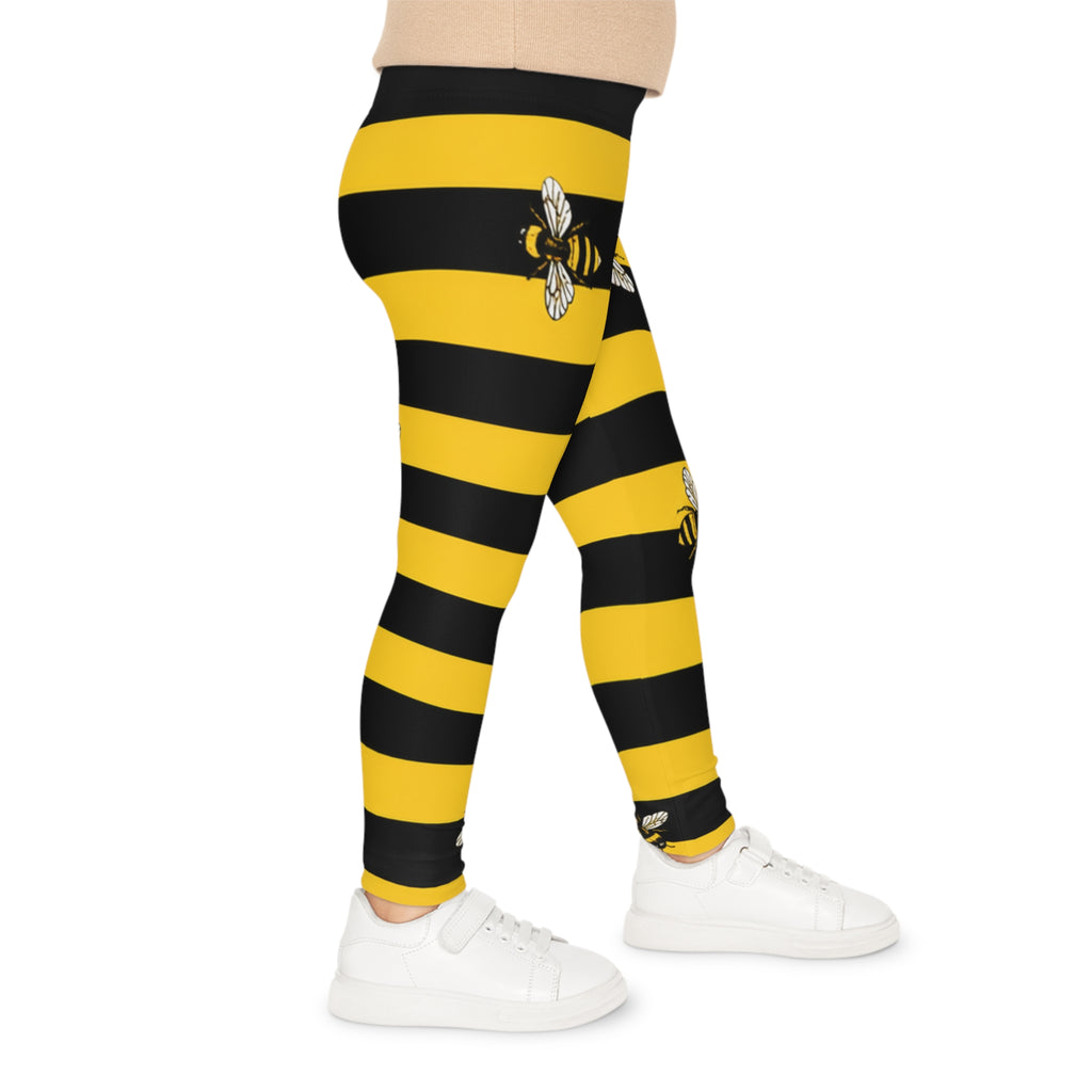 Kids Bee Stripe Leggings – Yellow & Black Bumblebee AOP