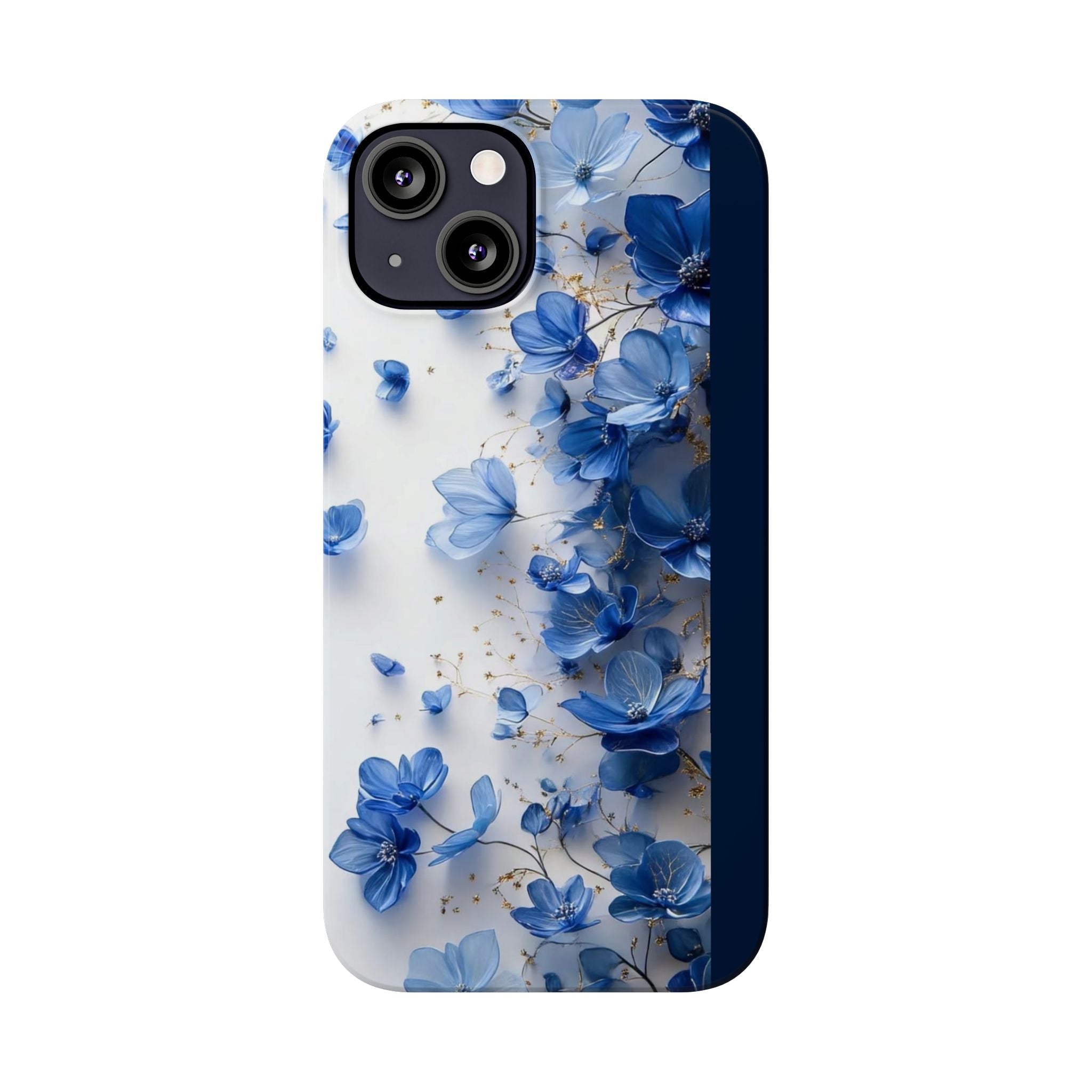 Slim Phone Case — Blue Floral Petals Protective Cover
