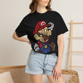 Mario Typography T-Shirt — Retro Cartoon Character Plumber Graphic Tee Printify