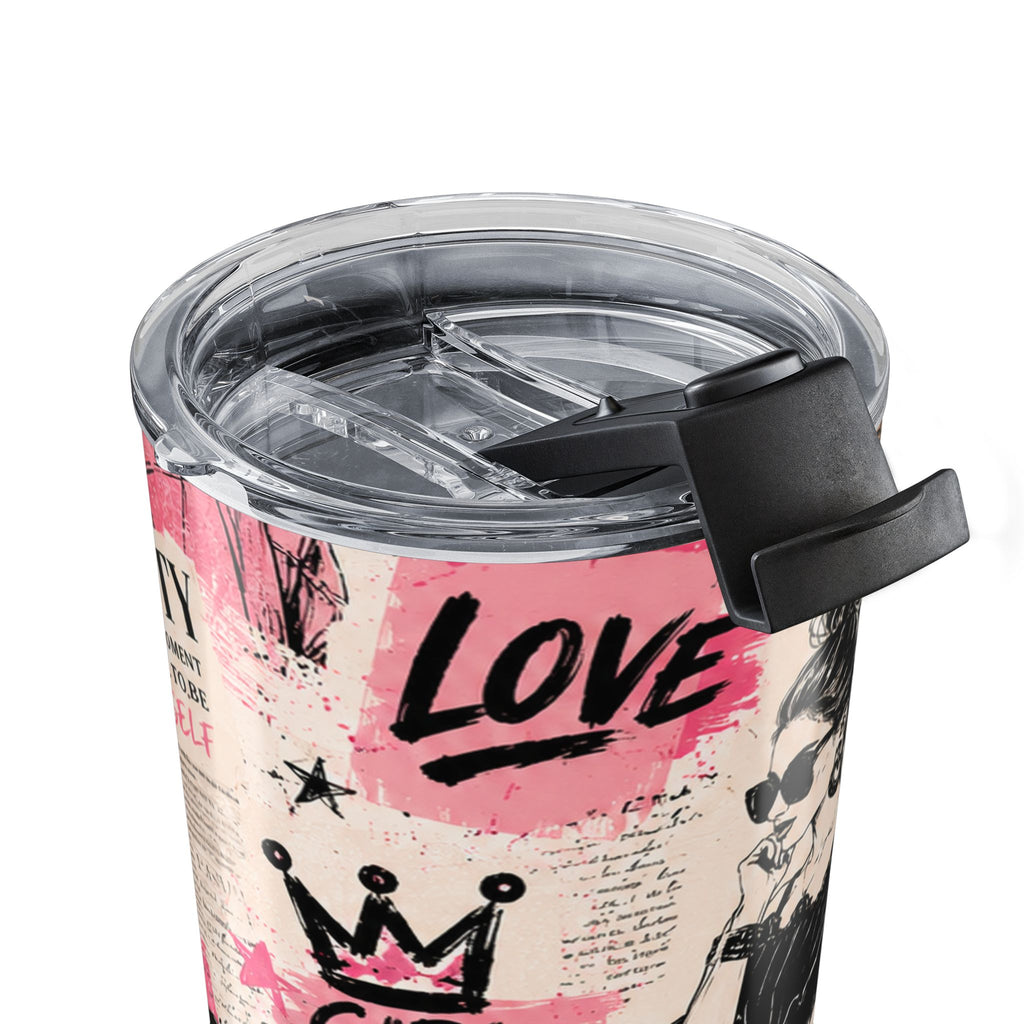 20oz Fashion Collage Tumbler — Be You(tiful) Pink Leopard Travel Cup Printify