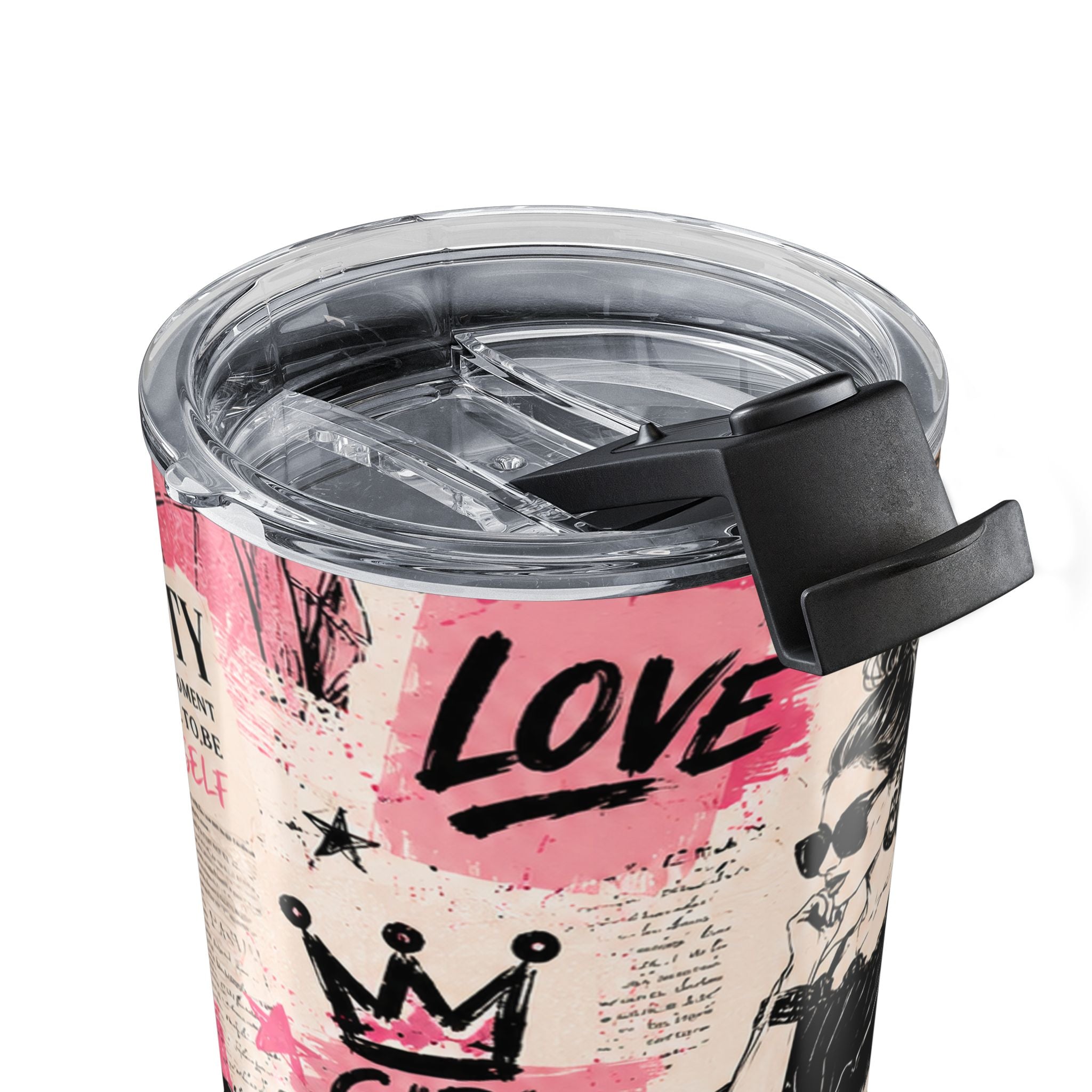 20oz Fashion Collage Tumbler — Be You(tiful) Pink Leopard Travel Cup Printify