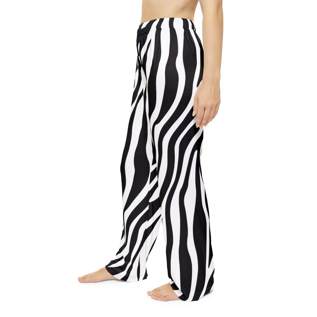Zebra Print Women's Pajama Pants – Black & White Lounge Trousers