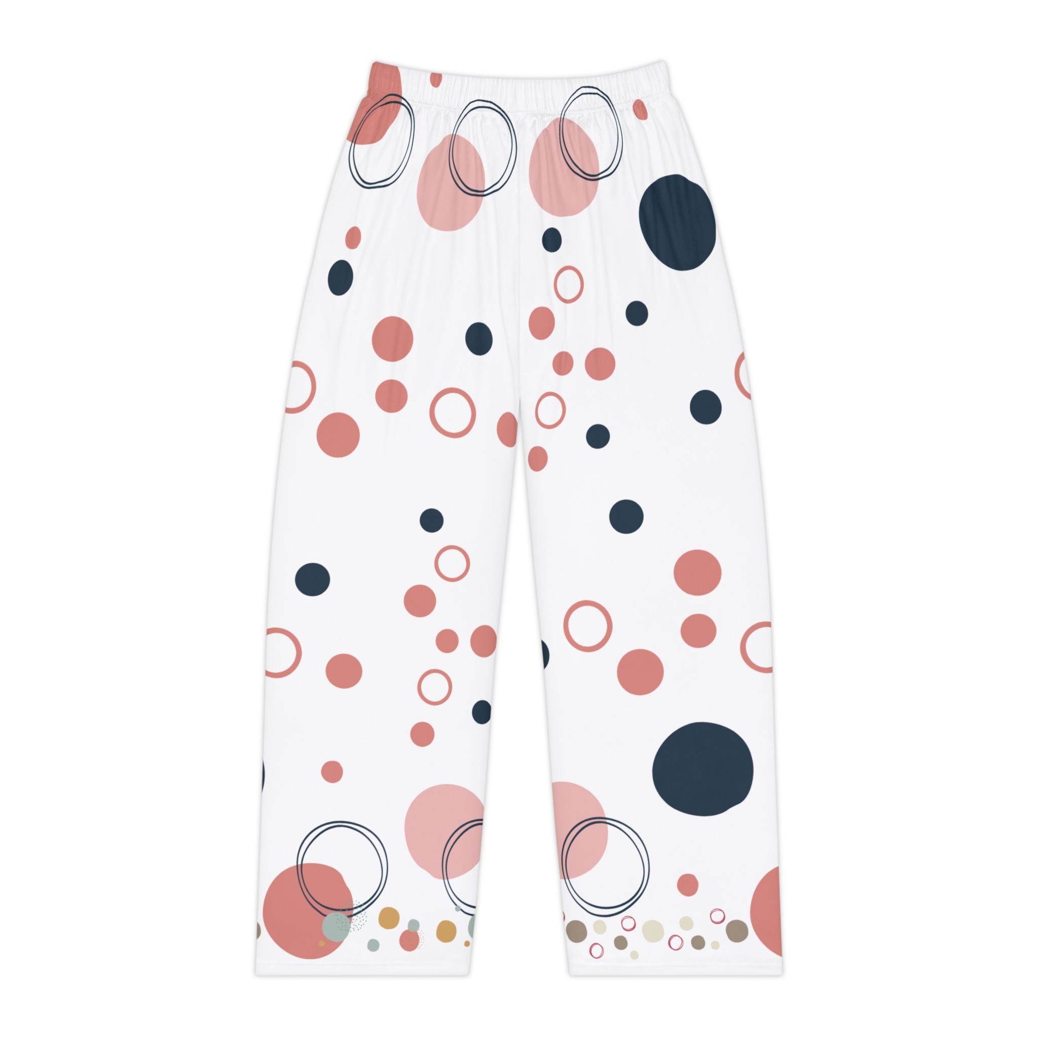 Women's Polka Dot Pajama Pants – Soft Pink & Navy Lounge Sleepwear