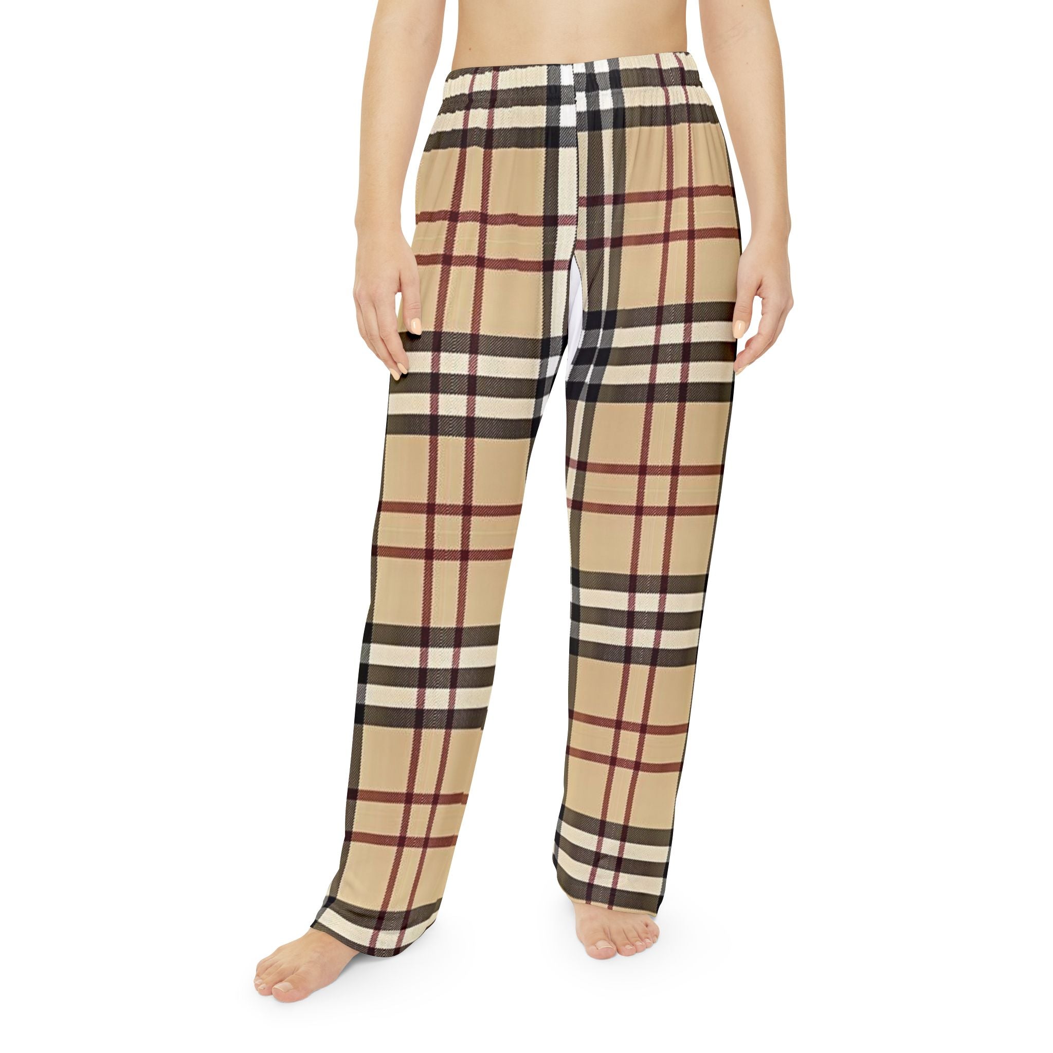 Plaid Lounge Pajama Pants – Beige Classic Check Women's Sleepwear