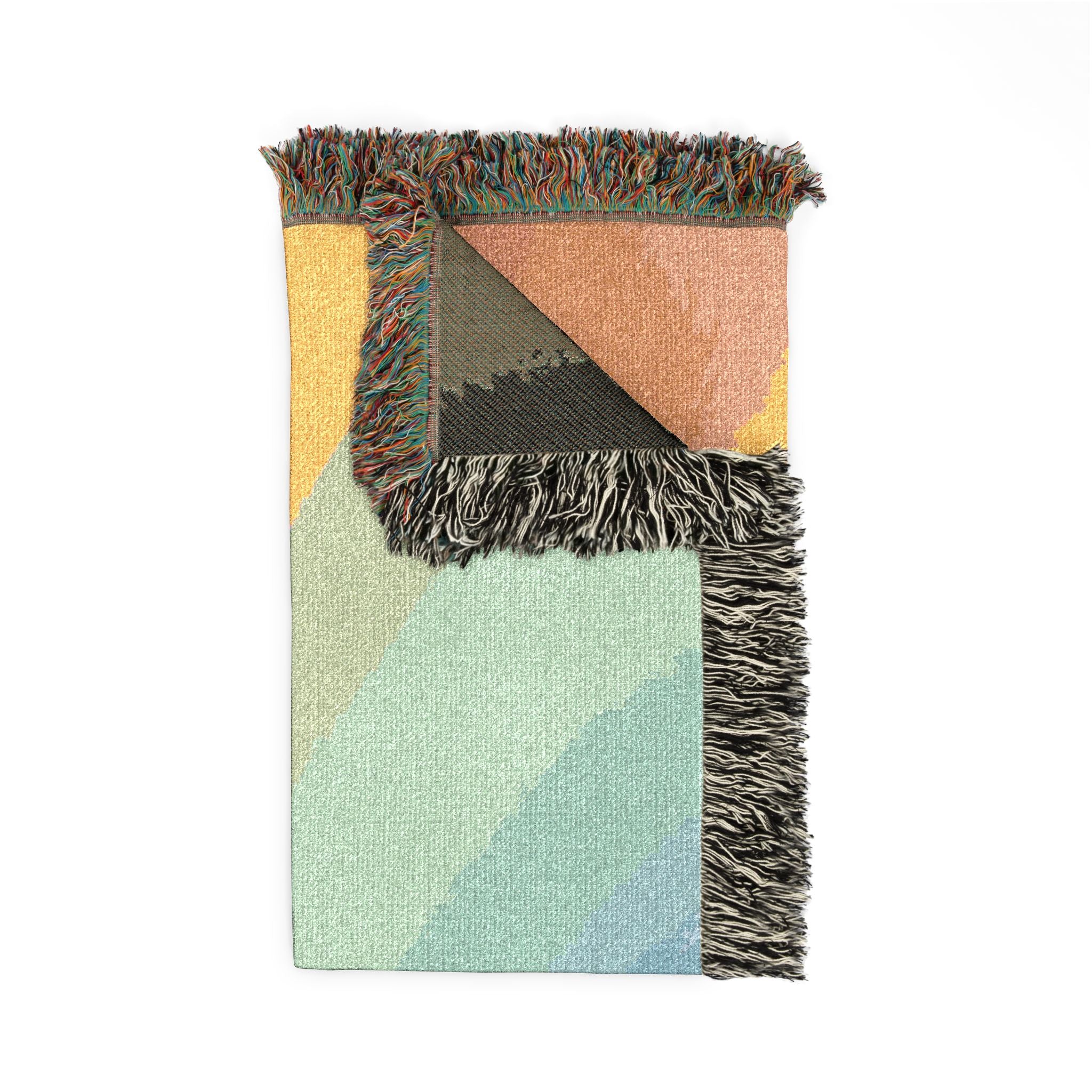 Abstract Rainbow Woven Blanket — Retro Pastel & Deep Jewel Throw
