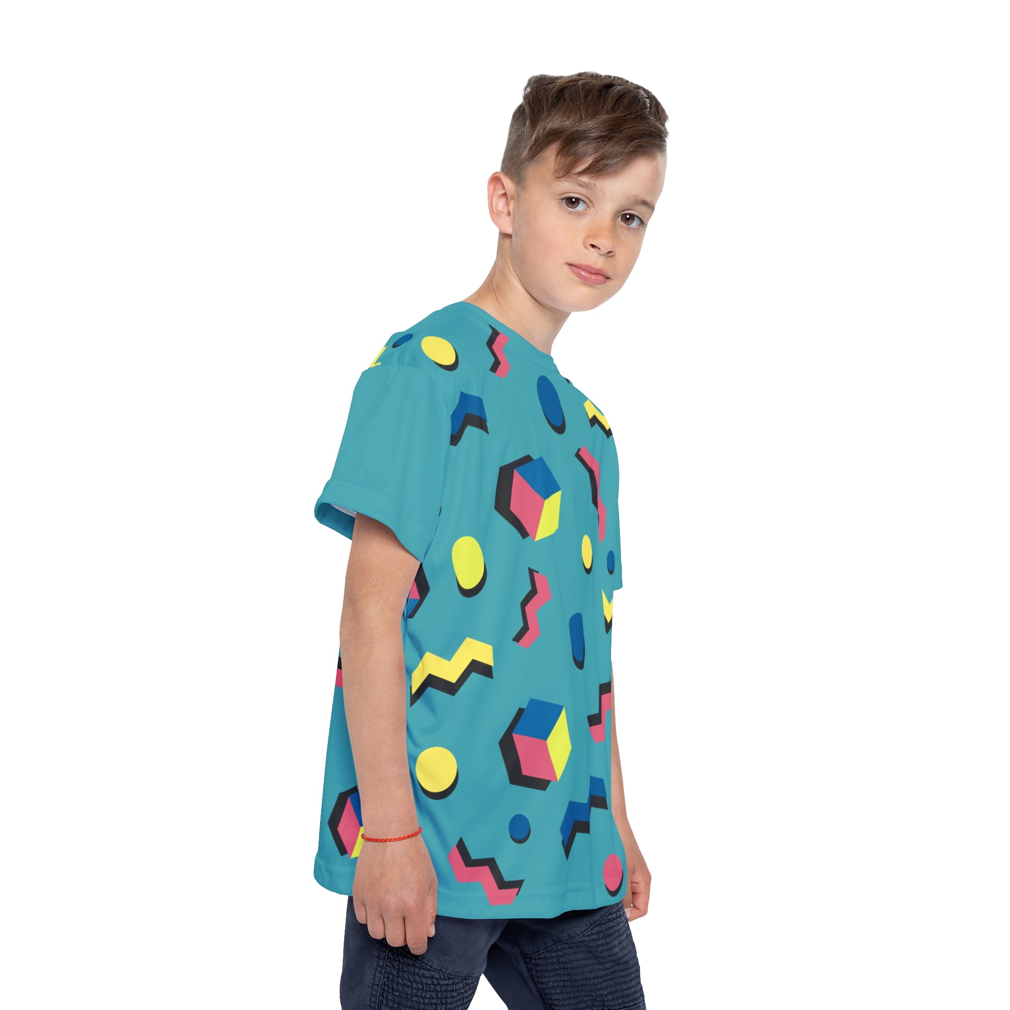 Kids Jersey — Retro 80s Geometric All-Over Print Printify