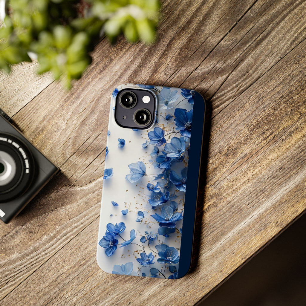 Slim Phone Case — Blue Floral Petals Protective Cover