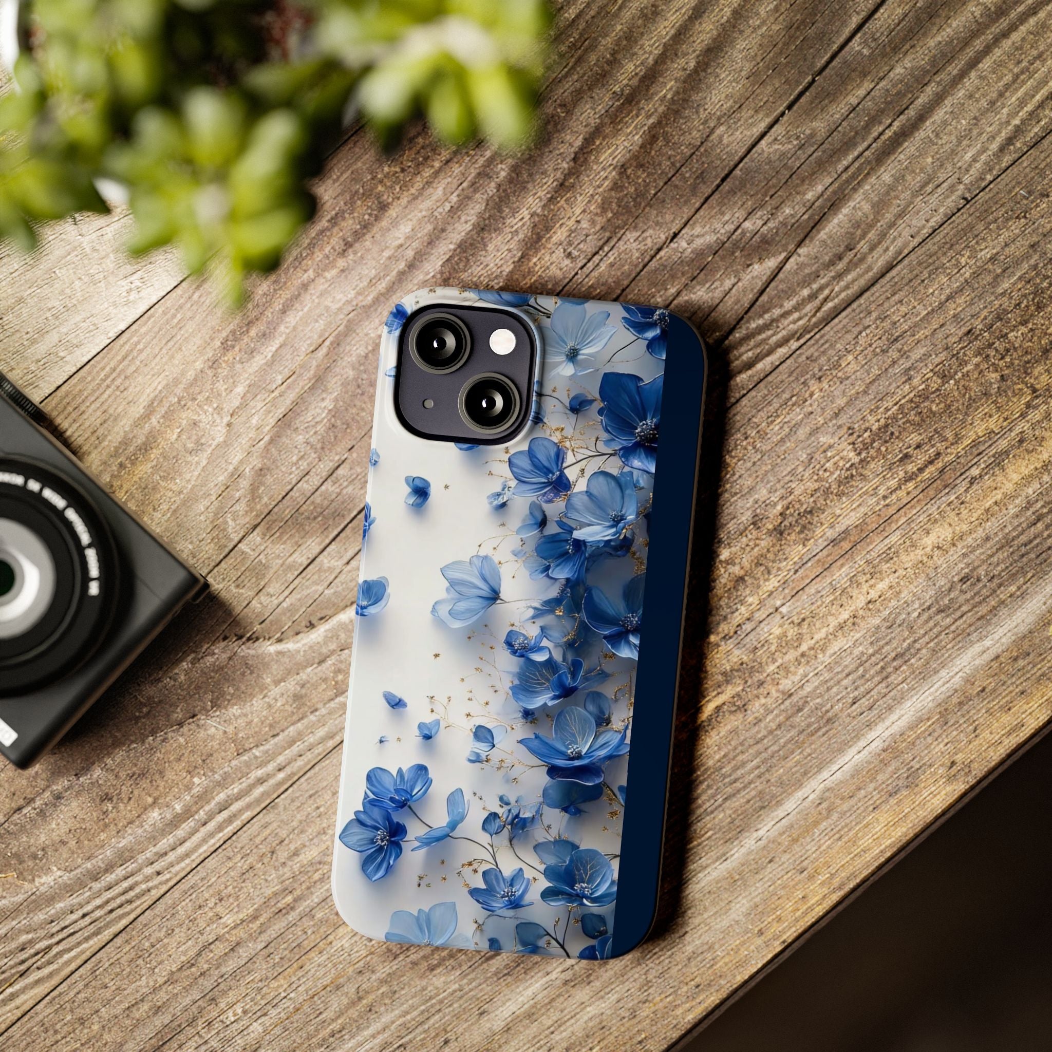 Slim Phone Case — Blue Floral Petals Protective Cover