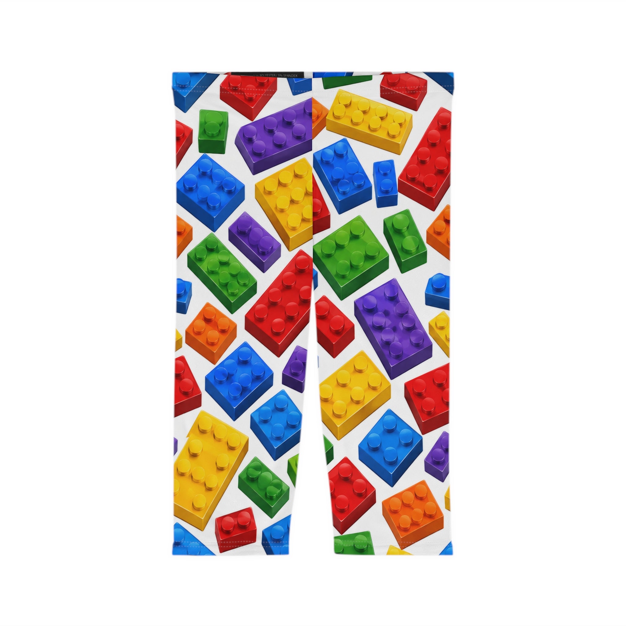 Colorful Building Brick Capri Leggings — Kids’ Toy Block Pattern AOP Printify