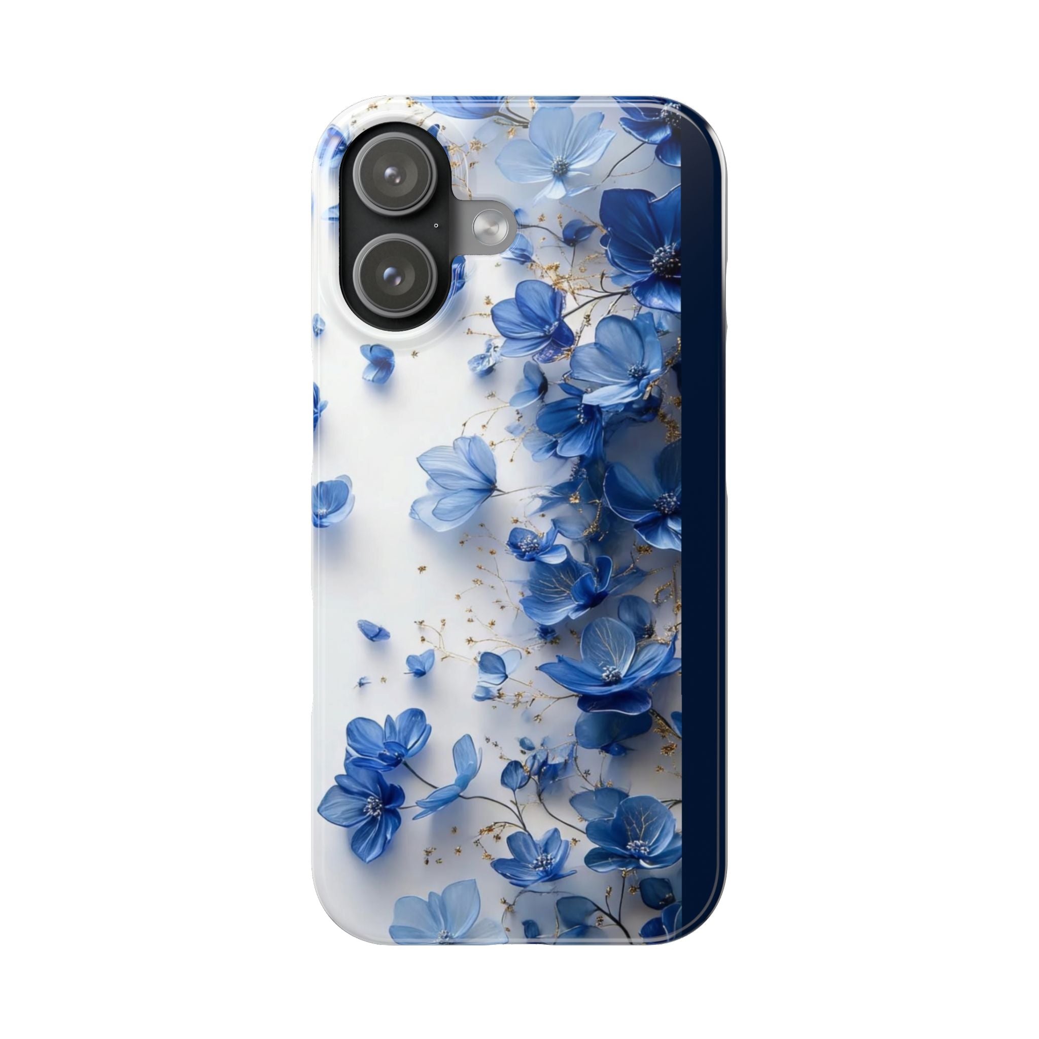 Slim Phone Case — Blue Floral Petals Protective Cover