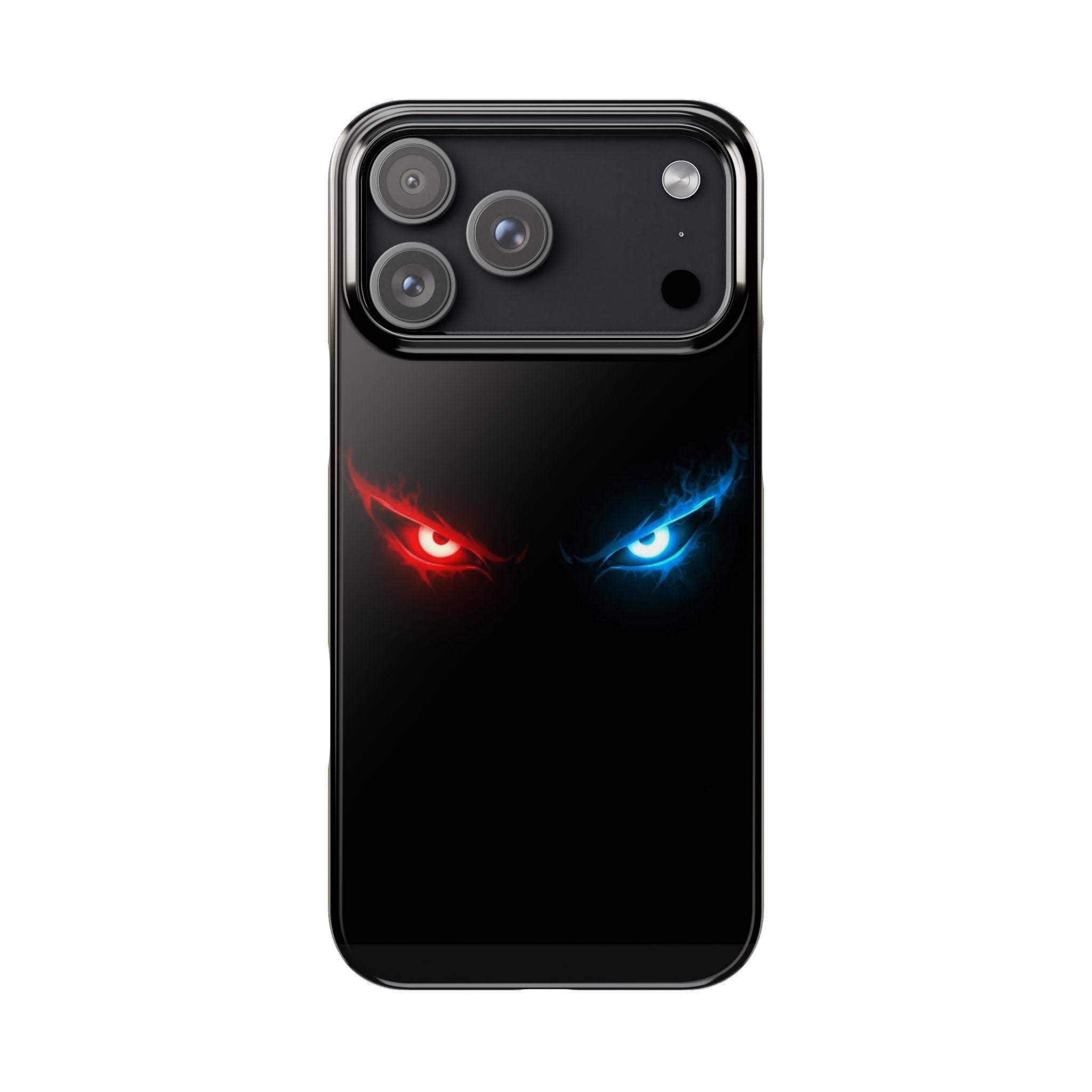 Slim Phone Case — Neon Red & Blue Angry Eyes (Sleek Dark Gamer Aesthetic)