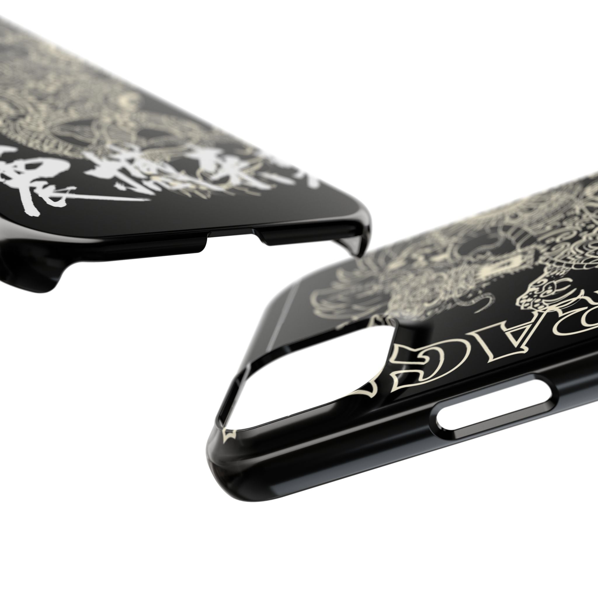 Dragon Slim Phone Case — Black Asian-Inspired Dragon Design with Calligraphy Printify
