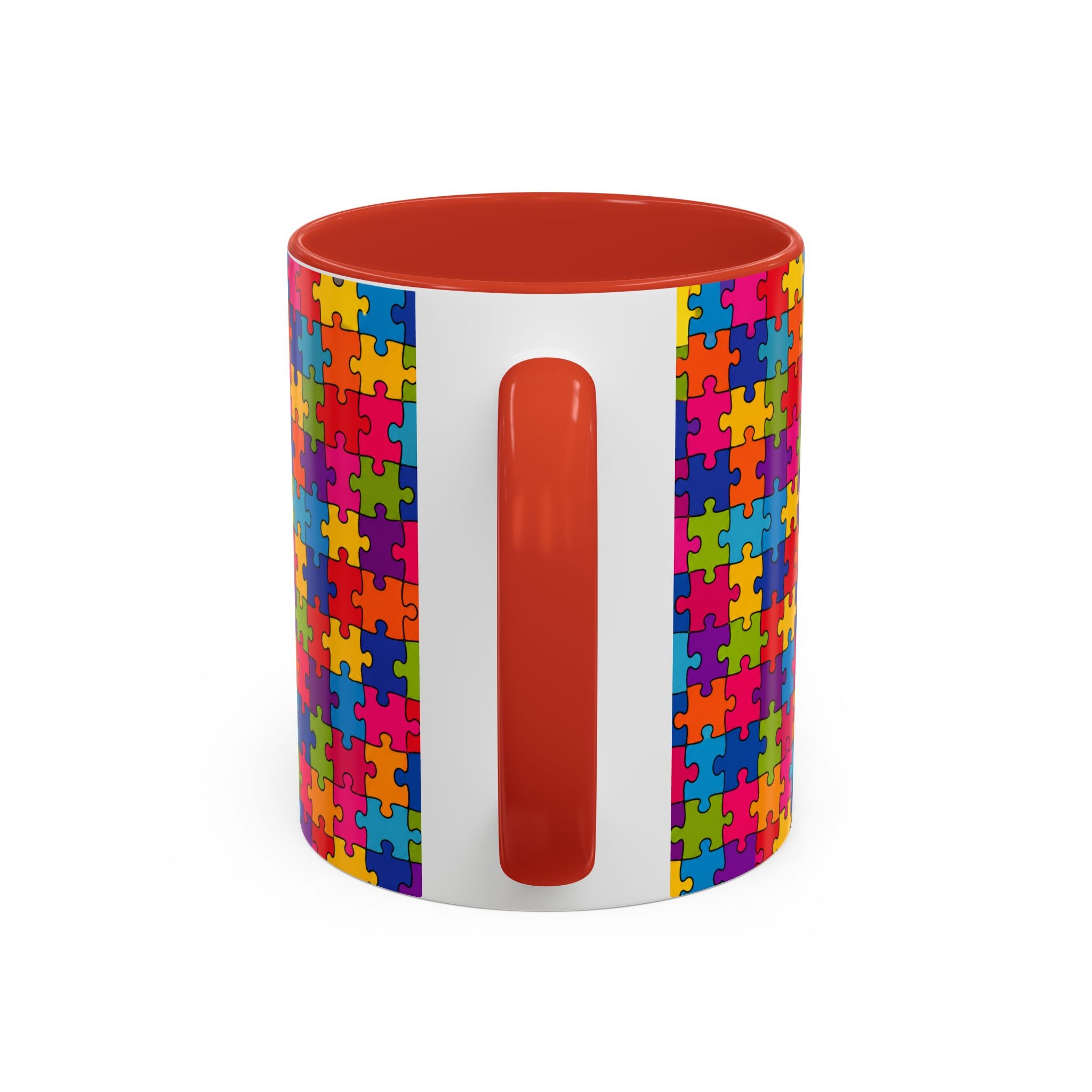 Autism Puzzle Pattern Accent Coffee Mug - Colorful Jigsaw Design (11/15oz) Printify