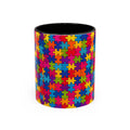 Autism Puzzle Pattern Accent Coffee Mug - Colorful Jigsaw Design (11/15oz) Printify