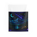 Night Mountain Tapestry — Celestial Moon & Campfire Wall Art