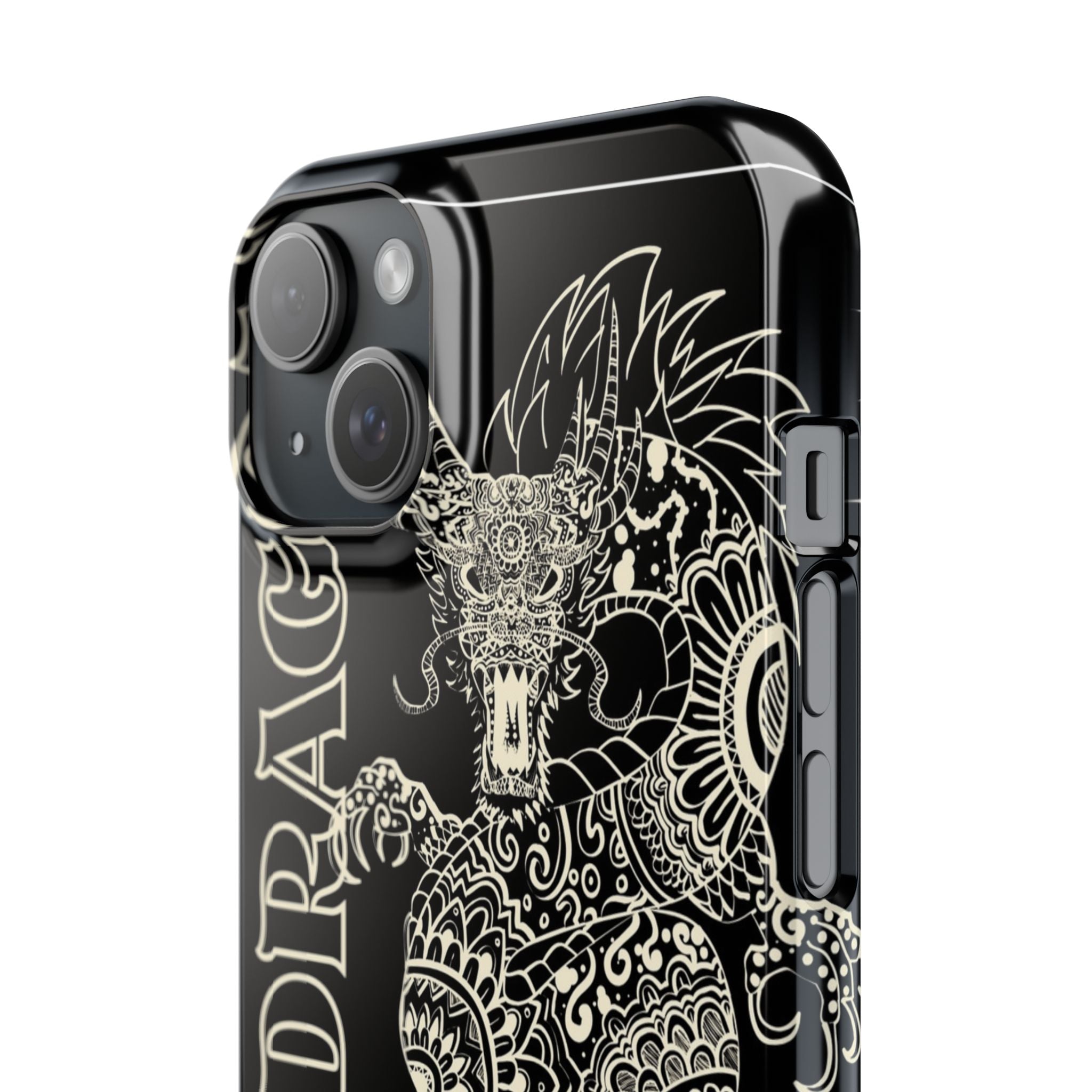Dragon Slim Phone Case — Black Asian-Inspired Dragon Design with Calligraphy Printify