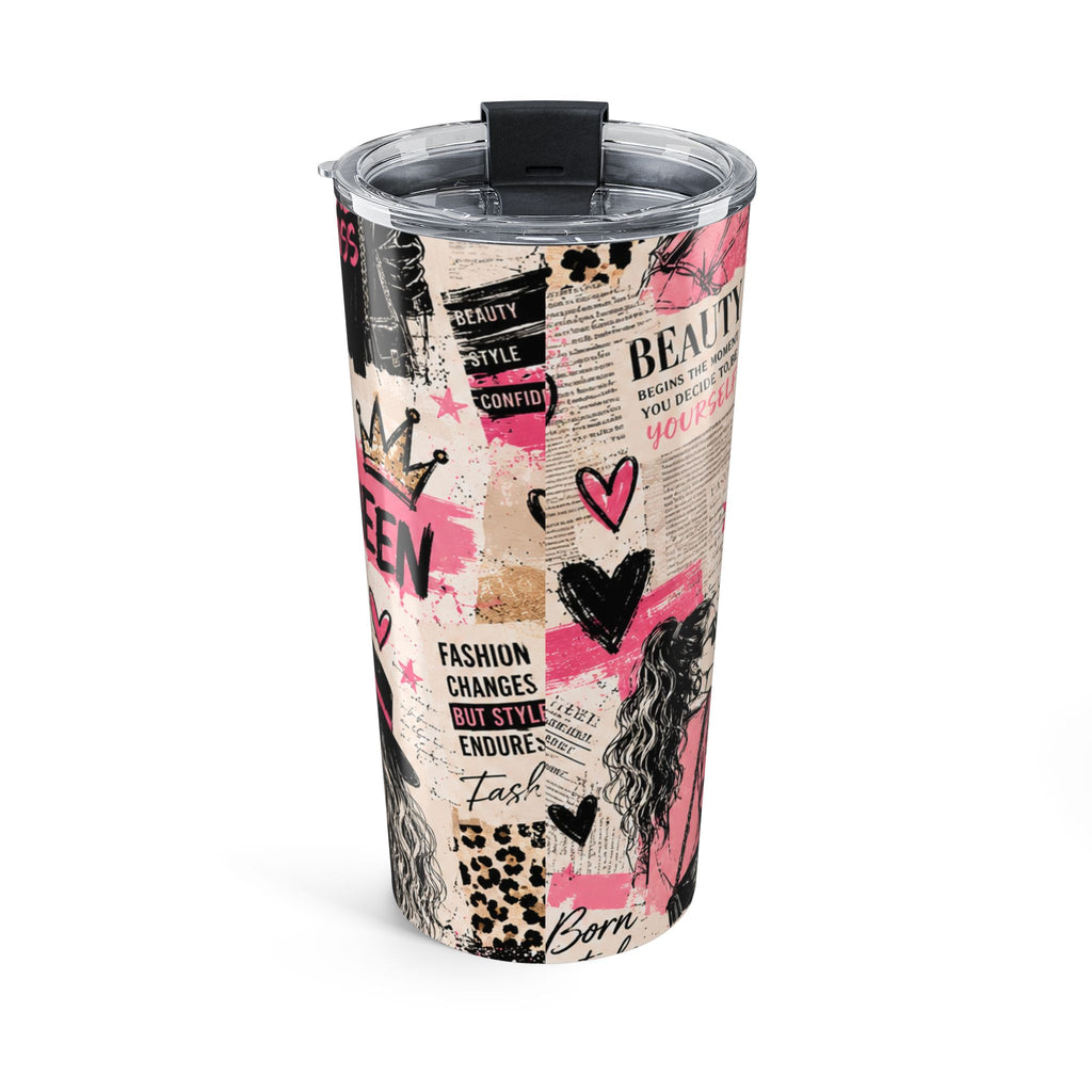20oz Fashion Collage Tumbler — Be You(tiful) Pink Leopard Travel Cup Printify
