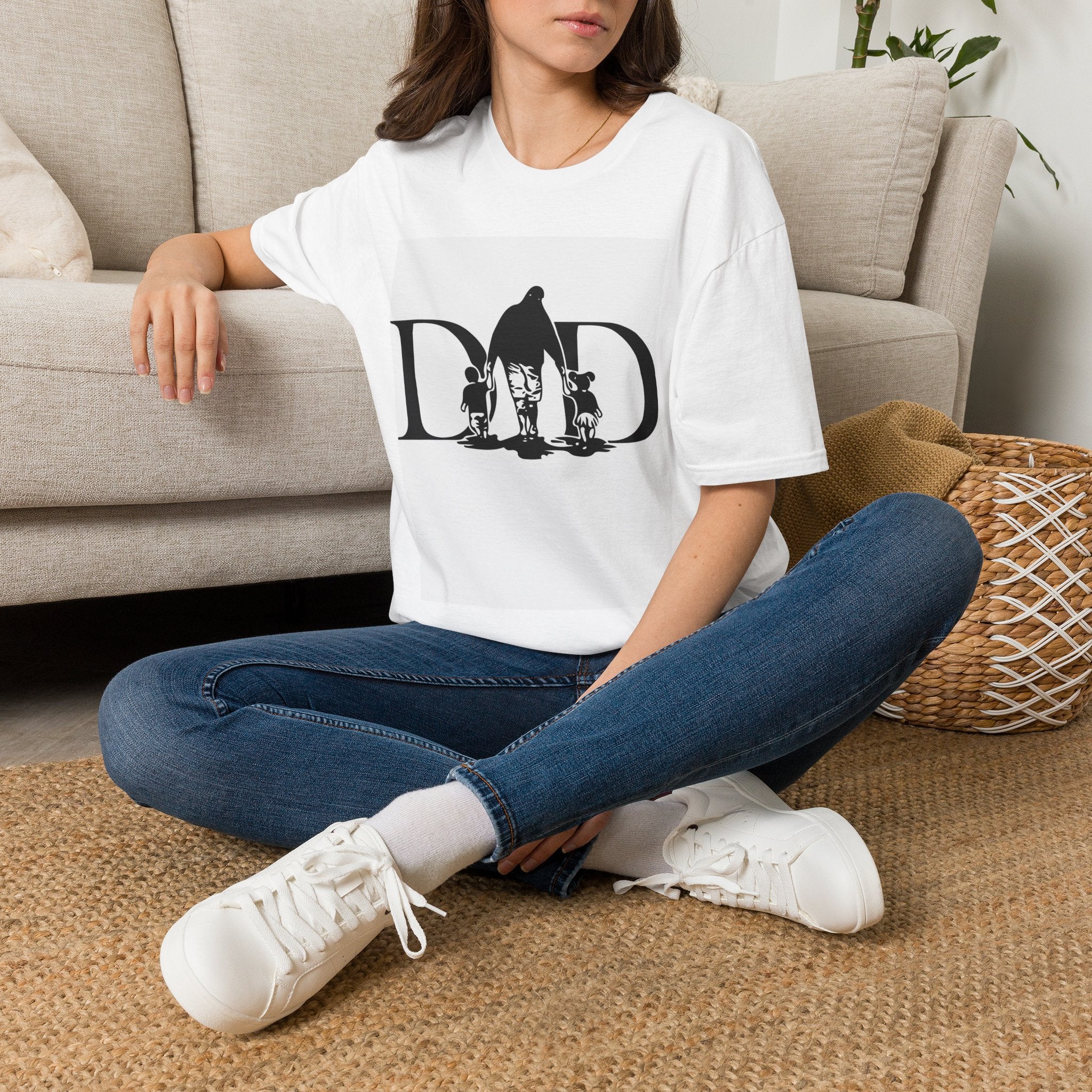 Dad & Kids Silhouette T-Shirt – Father and Children Bonding Tee Printify