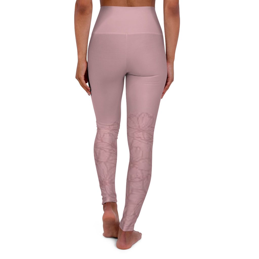 High-Waisted Rose Quartz Yoga Leggings – Floral Printed Activewear