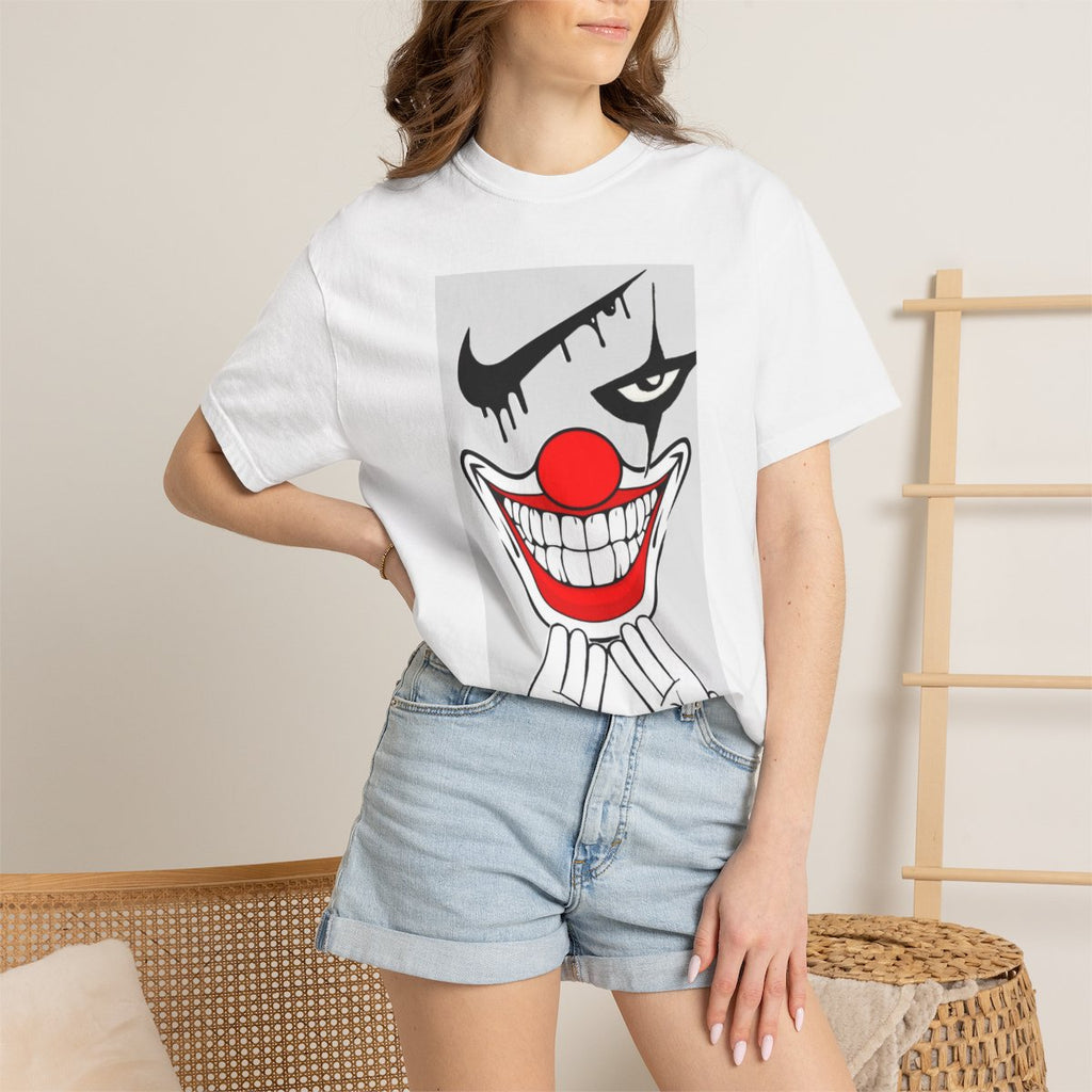 Creepy Clown Smile T-Shirt — Red Nose Horror Graphic Tee Printify
