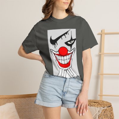 Creepy Clown Smile T-Shirt — Red Nose Horror Graphic Tee Printify
